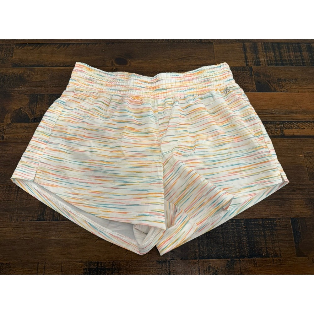 DSG Mid-Rise Stride Short Girl's M White/Multicolor Striped Lined Drawstring $20